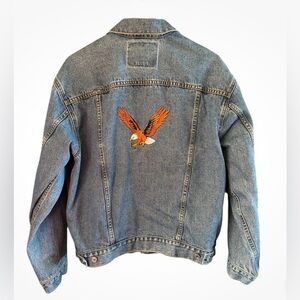 Levi's Trucker Iconic 90's Rocker/Biker Jacket Lt Wash Embroidered Eagle Size M